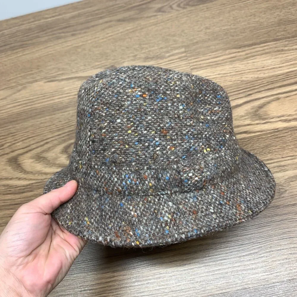 Vintage Tweed Wool Fedora, Hats Of Ireland Castlebar, Dongal Tweed, Size S 6 7/8